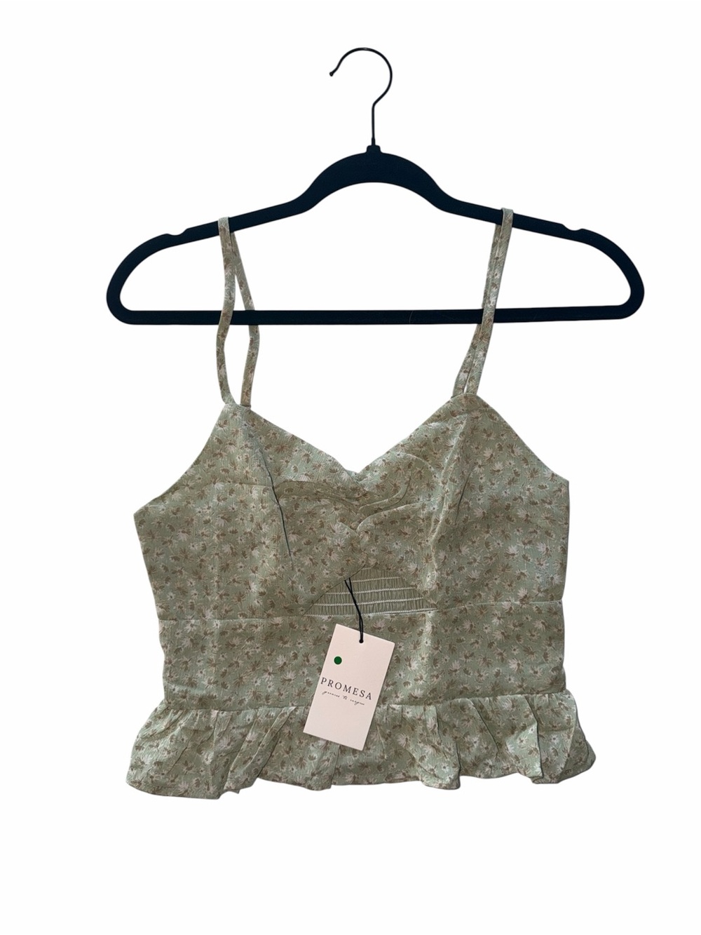 Promesa Sage Green Floral Ruffle Hem Cami